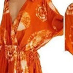 Free People  Marla Printed Shortall Orange Tie Dye Romper Size Medium Photo 0
