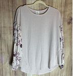 Knox Rose  Pink Thermal Waffle Knit Top with Puff Floral Sleeves Blouse Size M Photo 0
