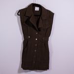 Acler Walter Cotton Linen Button Front Collared Sleeveless Mini Dress Brown 2 Photo 0