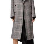All Saints Tyla Check Plaid Wool Blend Belted Long Trench Coat Photo 0