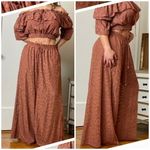 H&M Rust Cheetah Wide Leg Pants & Off Shoulder Bardot Crop Top Set Sz 12 Photo 1