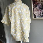 Uniqlo Yellow Floral  Button-Up Top Linen Blend Feminine Beachy Tropical Large Photo 4