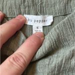 Blu Pepper  Olive Green Sleeveless Linen Shift Top Photo 4