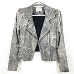 IRO “Salinas” 100% lamb leather camo printed moto biker jacket collared grey Photo 0