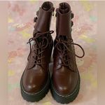 XOXO Burgundy Grunge fashion combat heeled boots (NEW) 10 Photo 4
