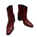 Connie Y2K Mid Calf Red/Maroon Leather Chunky Heel Boots Red Size 7 Photo 2