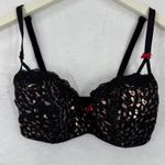 Betsey Johnson Intimates Black Leopard Print Bra 34DD Underwire Lace Bow Size undefined Photo 0