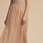 Adrianna Papell Anthropologie Champagne Bryce Beaded Gown Dress Sz 2 NWT Photo 0