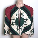 Quilted Jacket Coat Quilt Starburst Red Green Cream Cottage Size L Photo 0