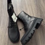ZARA  Women’s Black Leather Combat Boots Lace Up Casual Shoes Size 41 Photo 3