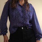 Vintage blue floral chiffon blouse Size M Photo 0