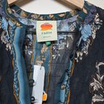 Farm Rio  Blossom Tapestry Black Bee‎ Smocked Oversized Blouse Top NWT XS Photo 5