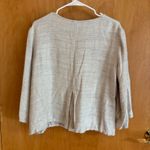 J.Jill  Women's Textured Button Front Jacket Beige‎ Rayon Linen Blend Medium Photo 4