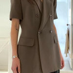 Jones New York  Vintage 90s Silk Double Breasted Short Sleeve Blazer Jacket 6 Photo 0