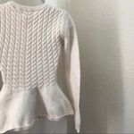 Ted Baker ivory off-white cable knit cotton wool peplum sweater shirt top long sleeve size 0 Photo 3