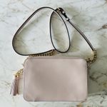 Michael Kors Ginny Soft Pink Leather "Love" Studded Medium Crossbody Camera Bag Photo 5
