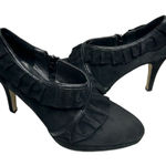 Adrienne Vittadini  Black Suede Ruffle Heels,‎ Women's Size 9 Booties Photo 0