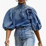 STYLEWE Light Blue Bow Design Denim Pullover Top NWT size S Photo 0