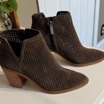1. State  Dark Brown Perforated Ankle Booties Photo 0