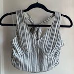 American Eagle  Outfitters White and Blue Stripe Tie Halter Tank Crop Top Size XS Photo 0