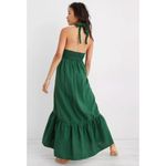 Aerie Maxi Dress Womens Medium Green Halter Linen Tiered Sundress Resort Preppy Photo 1