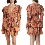 Ulla Johnson Oni Ruffled Printed Silk Crepe De Chine Mini Dress Photo 1