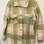 Green and tan plaid shirt jacket wool blend Size M Photo 0