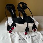 Manolo Blahnik  Cherry Lace-Up Sandals 38.5 Black‎ Suede Ivy Shoe 2003 Remake Photo 15