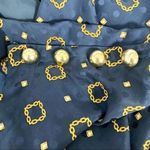 Maggy London Vintage 1980s Silk 2 Piece Blouse & Skirt Set Blue Gold Size 8 Photo 5