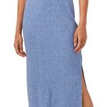 1. State Rib Knit Side Slit Midi Pencil Skirt - Blue Denim Heather Size M Photo 0