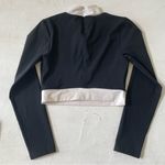 STAUD X NEW BALANCE Mock Neck Long Sleeve Crop Top Black and White Size S Photo 3