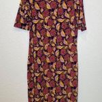 LuLaRoe Julia Floral Knee Length Knit Dress Mid Length Sleeves EUC Sz M Stretch Photo 0
