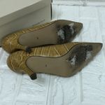 Amanda Smith  RIO camel‎ leather mustard faux crocodile pointy heels size 8 Photo 4
