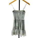 Aritzia Wilfred Size XXS Catamaran Ruffle Mini Dress Silver Sage Green Coquette Photo 7