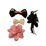 Lot of 4 Hair Clip Accessories Flower Bow Kitty Floral Pink Photo 0