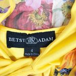 Betsy and Adam BETSEY & ADAM Yellow Floral Faux Wrap Mini Dress Long Sleeve Cocktail Size 4 New Photo 5