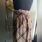 Vintage Albee tan purple plaid wrap midi skirt, size medium Photo 4