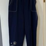 Alfred Dunner Navy Pants with Floral Embroidery Blue Size XL Photo 0