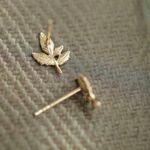 18K Gold Plated Small Tiny Gold Leaf Stud Earrings for Women,Leaves Earrings Photo 1