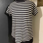 Madewell Charcoal Gray and White Striped 100 Percent Cotton Tee Shirt 💜 Photo 0