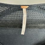 Free People Womens Size XS Oversized Waffle Knit Black Blouse Photo 2