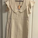 Cream denim Ruffled Sleeve Dress White Size 12 Photo 0