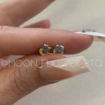 Tiny 4mm Rainbow CZ Flat Back Earrings – 18K Gold Plated Hypoallergenic Studs Photo 4