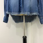 Cloth & Stone Large Blue Denim Chambray Distressed Frayed Fringe Shirt Photo 3