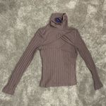 SweatyRocks Ribbed Long Sleeve Mock Neck Cutout Top Women’s Brown Taupe NWT Sz S Photo 4