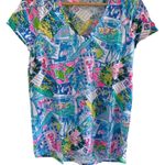 Lilly Pulitzer Cute Casual Ladies Colorful Tropical Greetings Slip On Top Sz M Photo 1