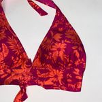Surf Style  Pink Coral Floral Halter Bikini Swim Bathing Suit Top Women's Medium Photo 1