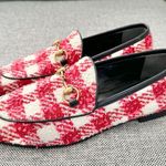 Gucci NEW Princetown Tweed Horsebit Loafers EU 36 US 6 Red and Pink Check Photo 1