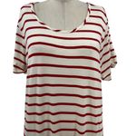Amour Vert T-Shirt Dress Ivory Cream Red Stripe Jersey Short Sleeve Size Large Photo 2