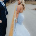 Jovani Blue Feathered Prom Dress Photo 2